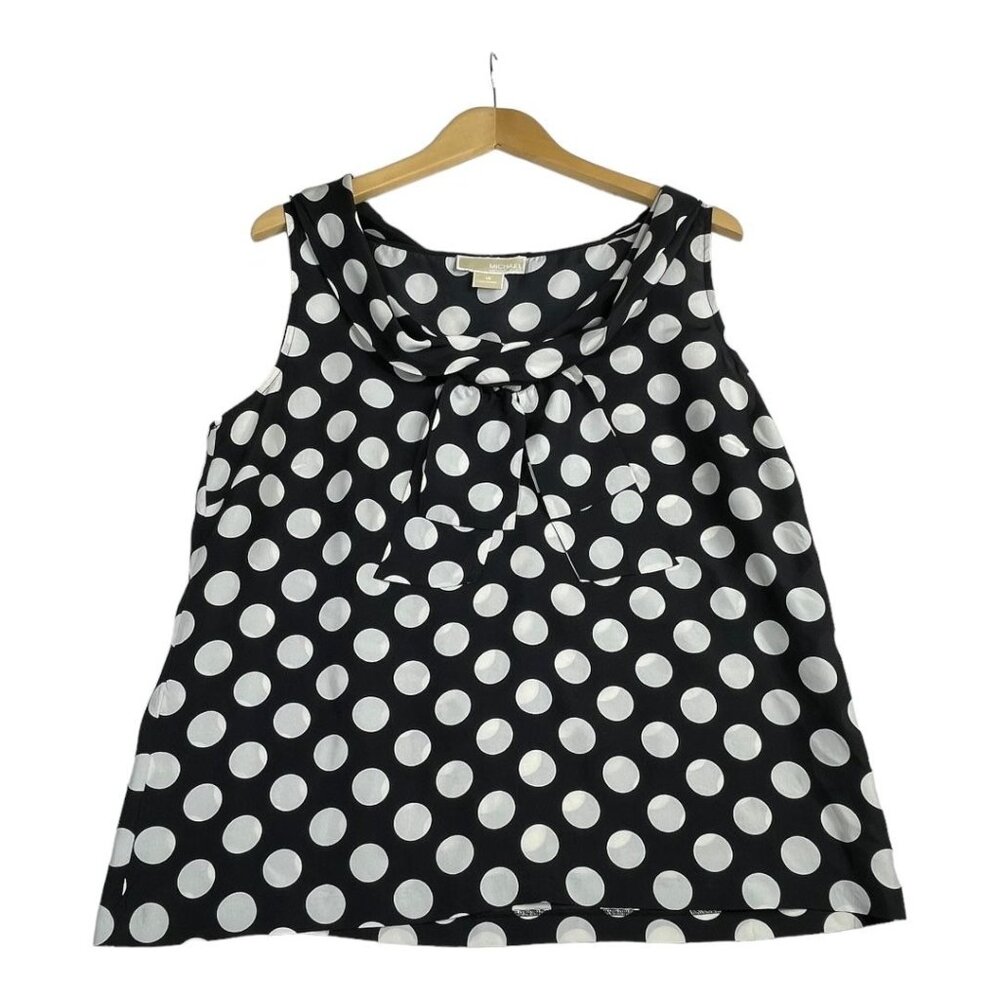 Michael Kors Silk Polka Dot Sleeveless Blouse size 14 Black/White